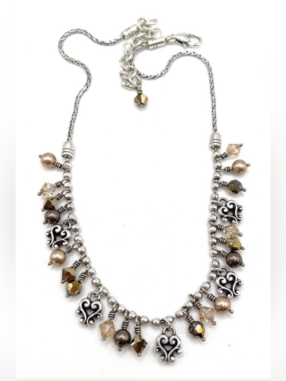 Brighton Cannes Amber Beaded Silver-tone Necklace